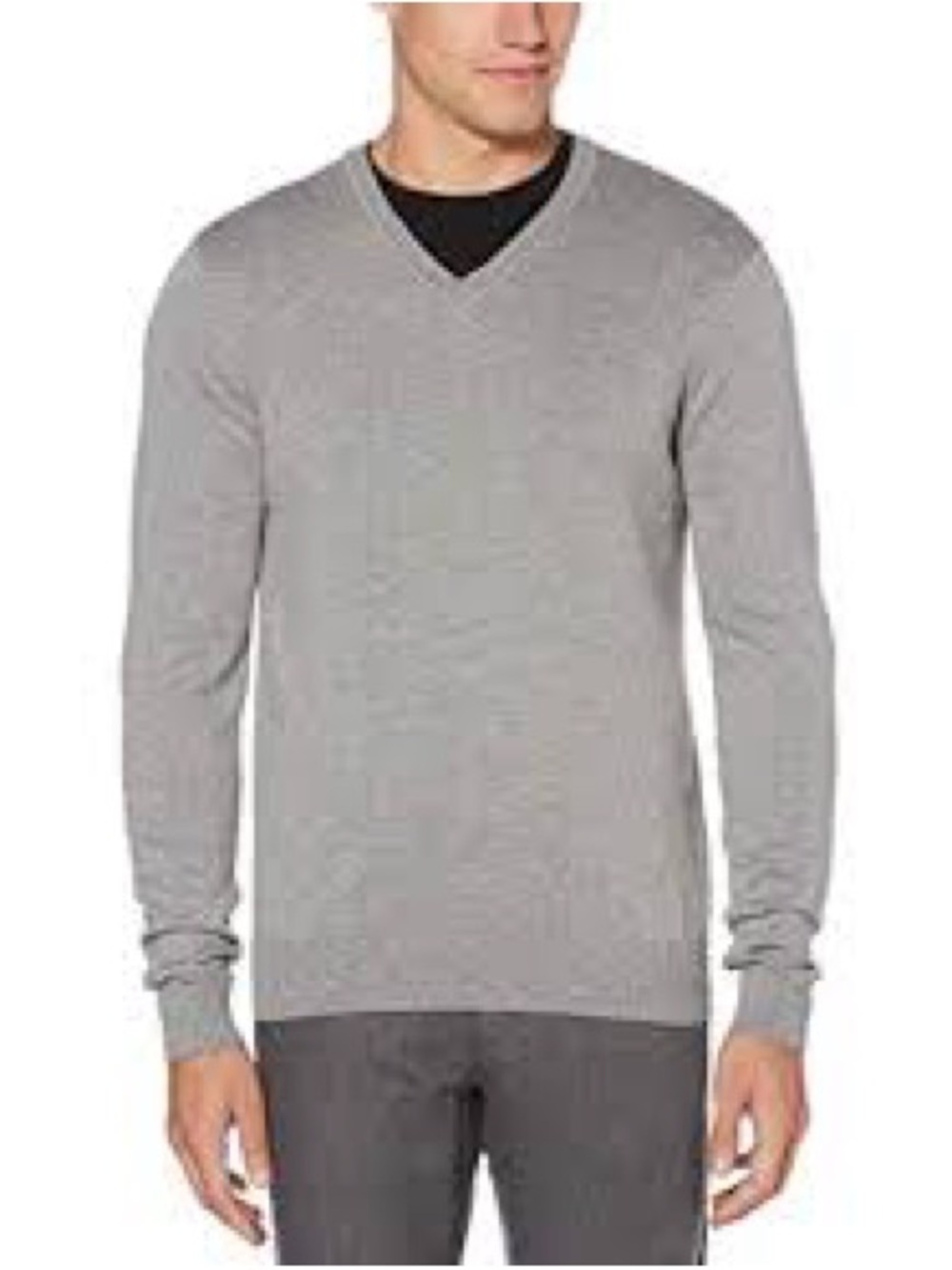 Banana Republic Men's Light Gray V-Neck Sweater